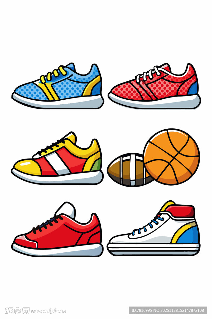 多彩运动鞋与篮球组合