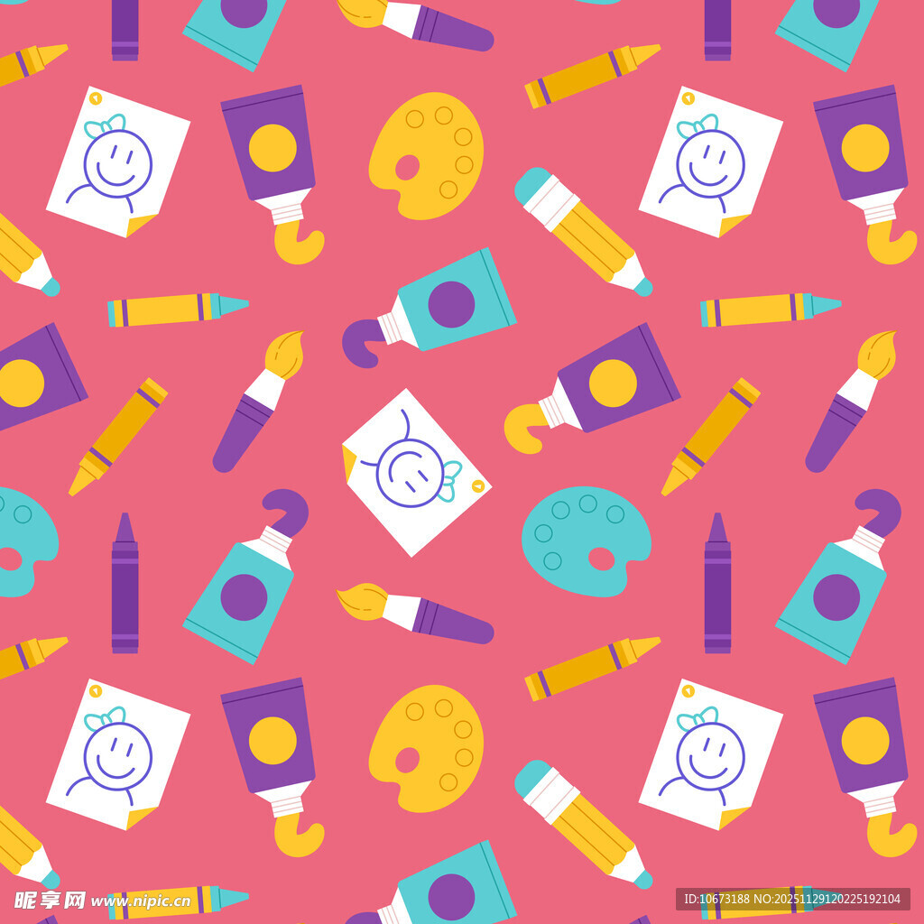 多彩文具图案背景