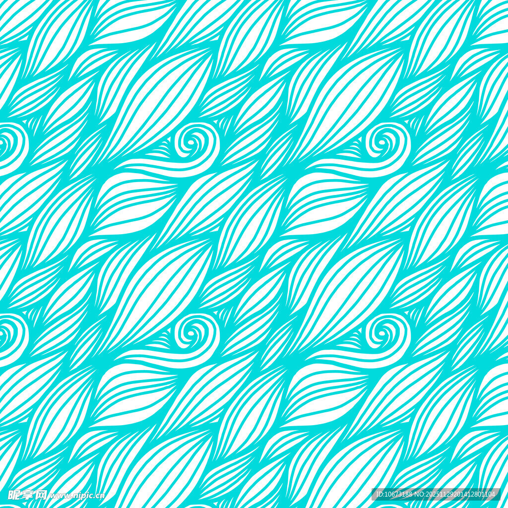 蓝白线条构成的抽象花纹图案