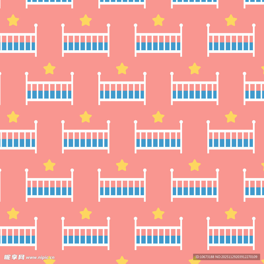 粉色床与星星图案背景