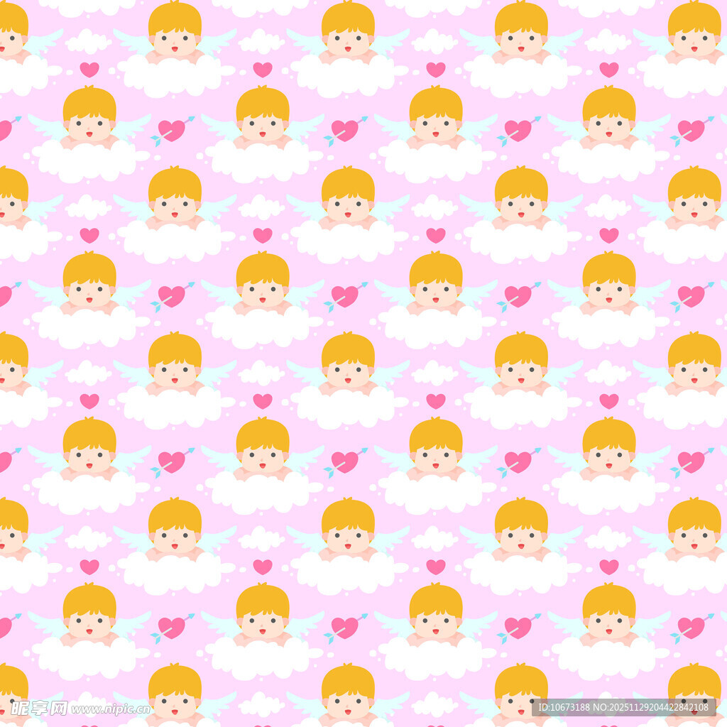 可爱卡通女孩爱心图案背景
