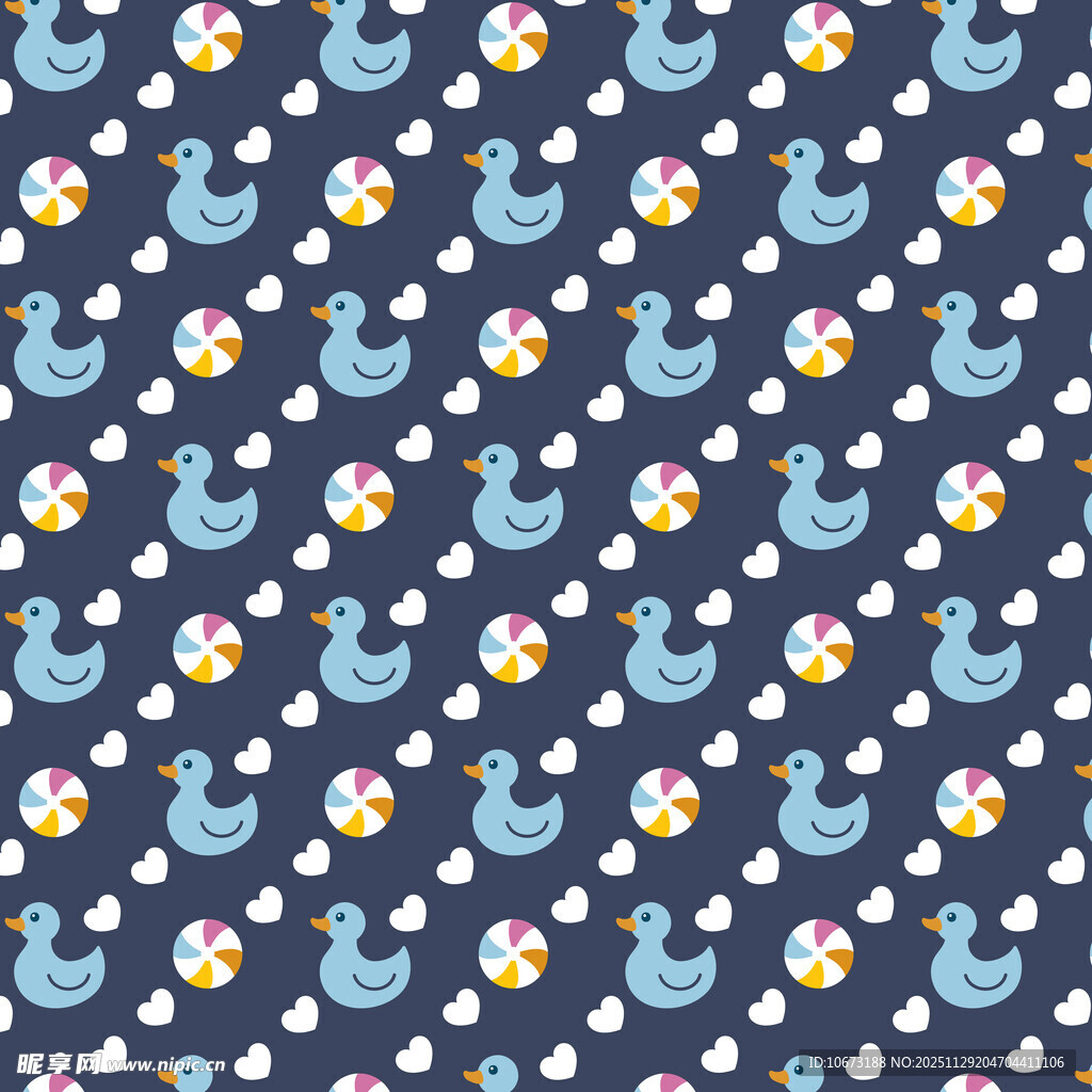 蓝色小鸭花朵图案背景