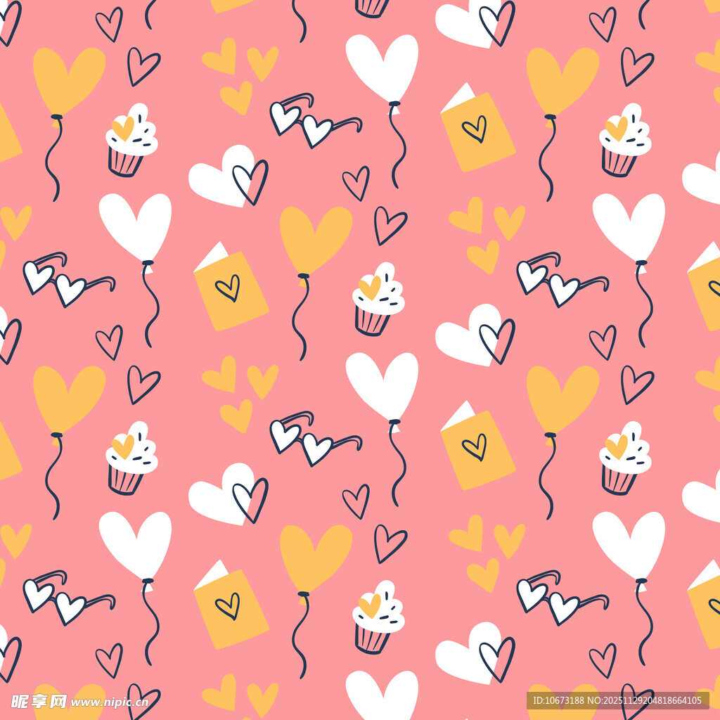 粉色爱心卡通图案背景