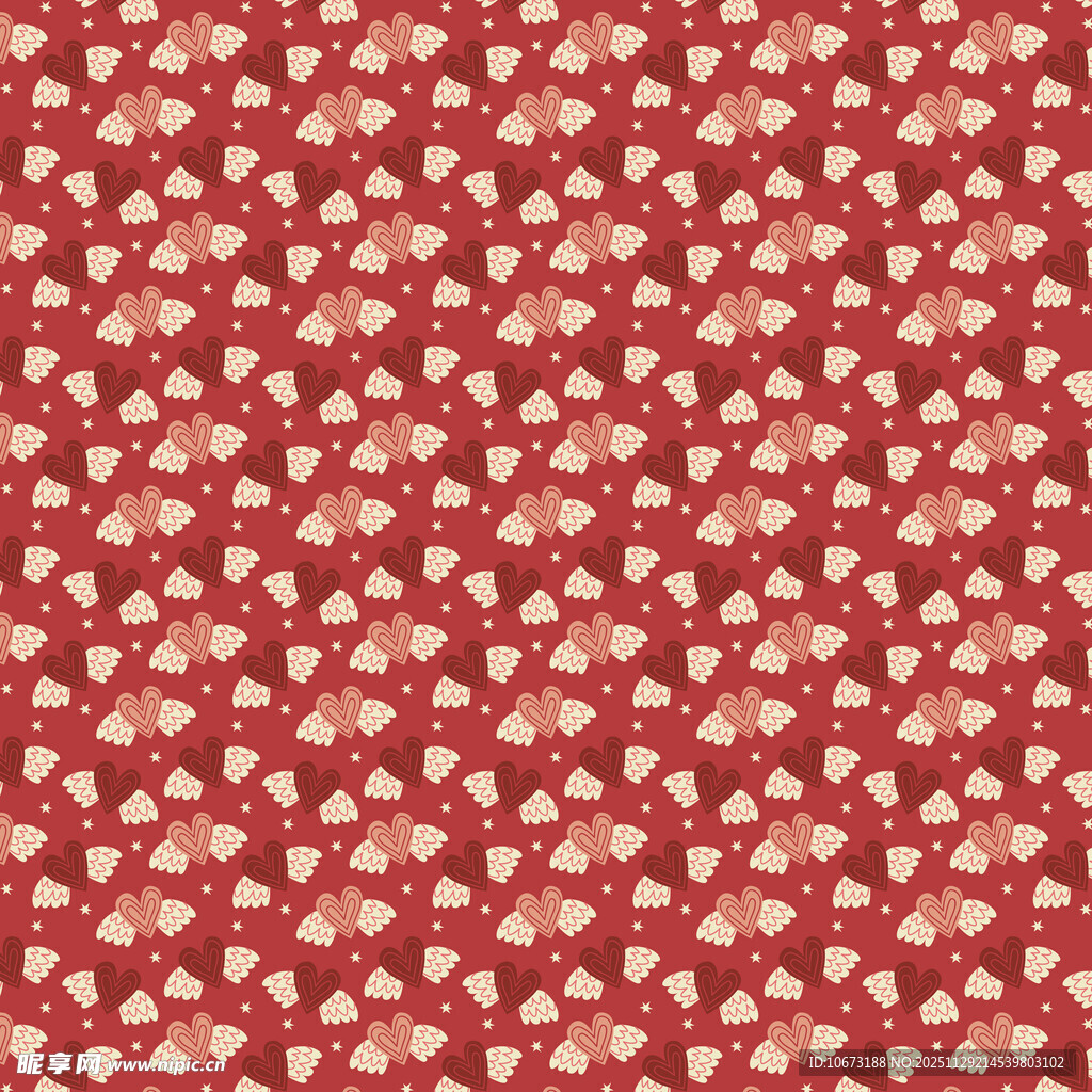 红色碎花图案布料纹理