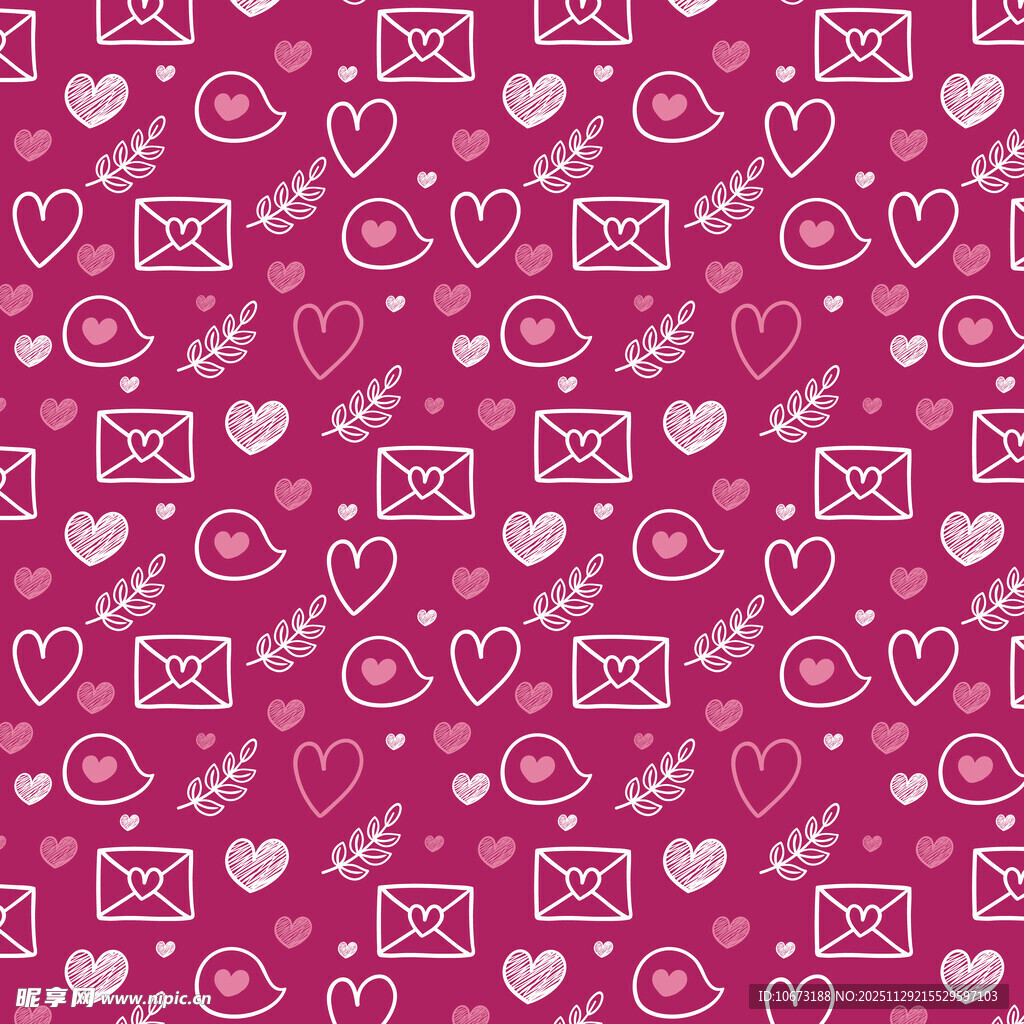 粉色爱心信封图案背景