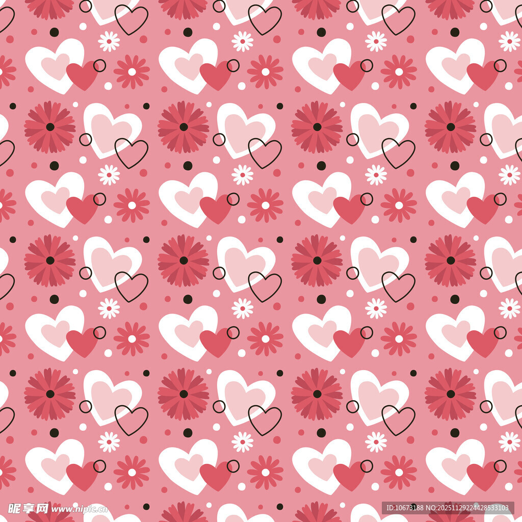 粉色爱心花卉图案背景