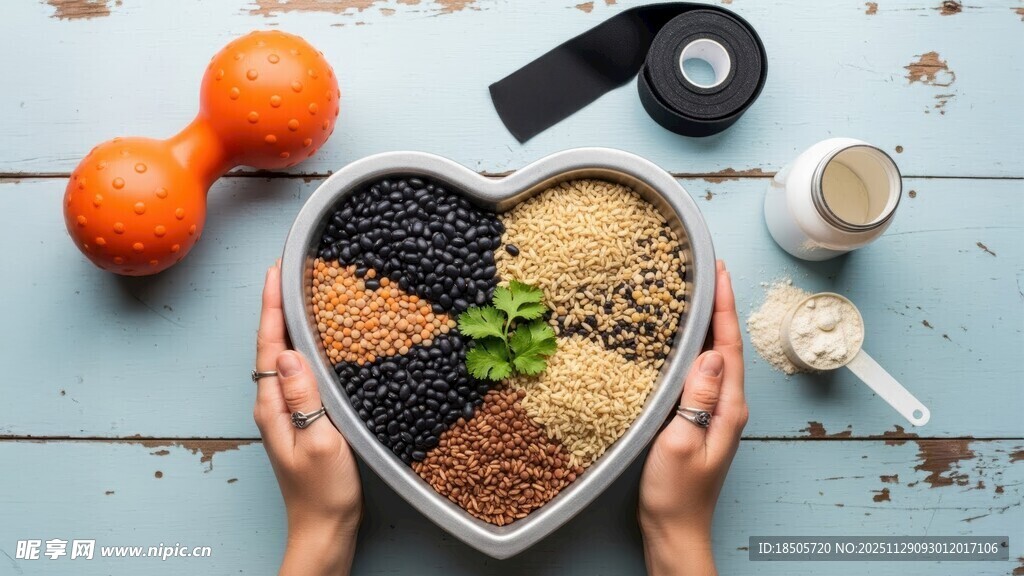 双手捧起的多样健康食材