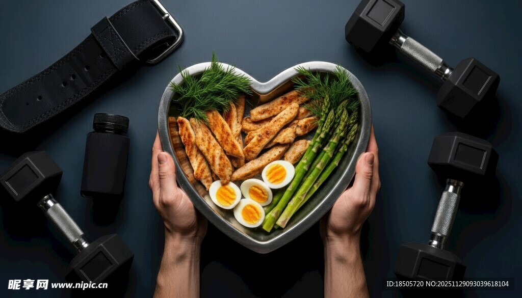 心形健康餐双手捧起