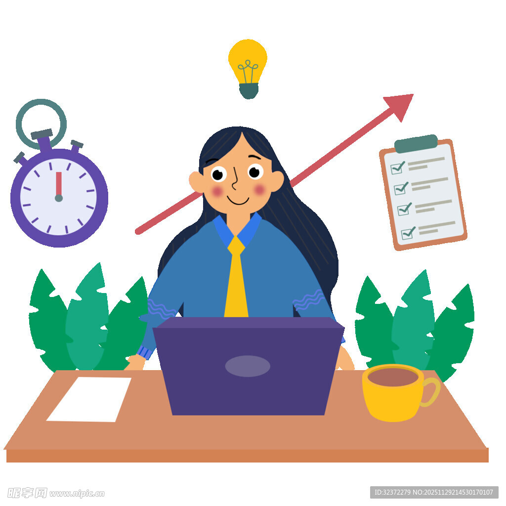 职场女性专注工作创佳绩