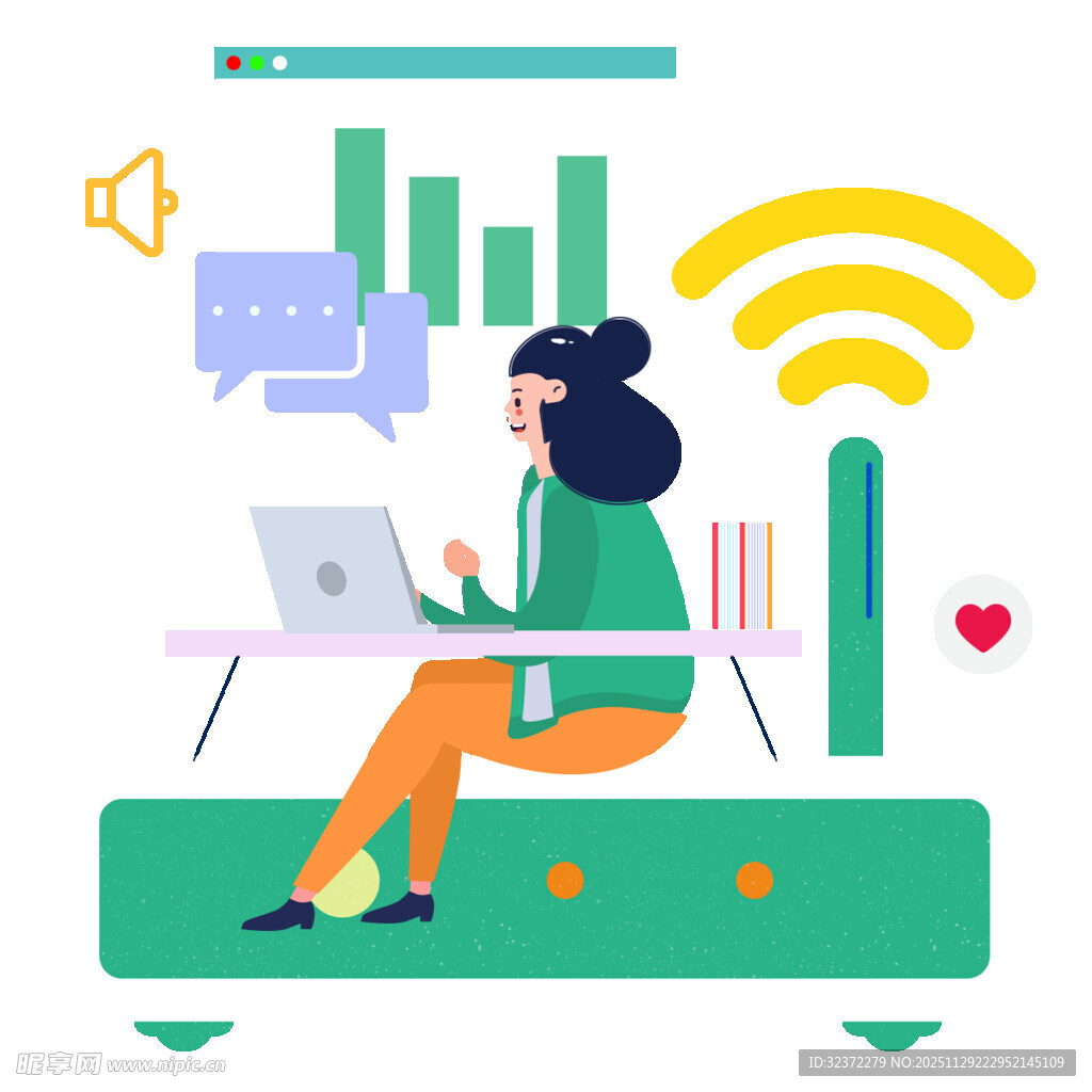 女子居家畅享网络办公生活