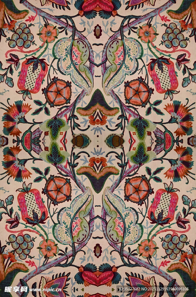 多彩民族风几何花卉图案