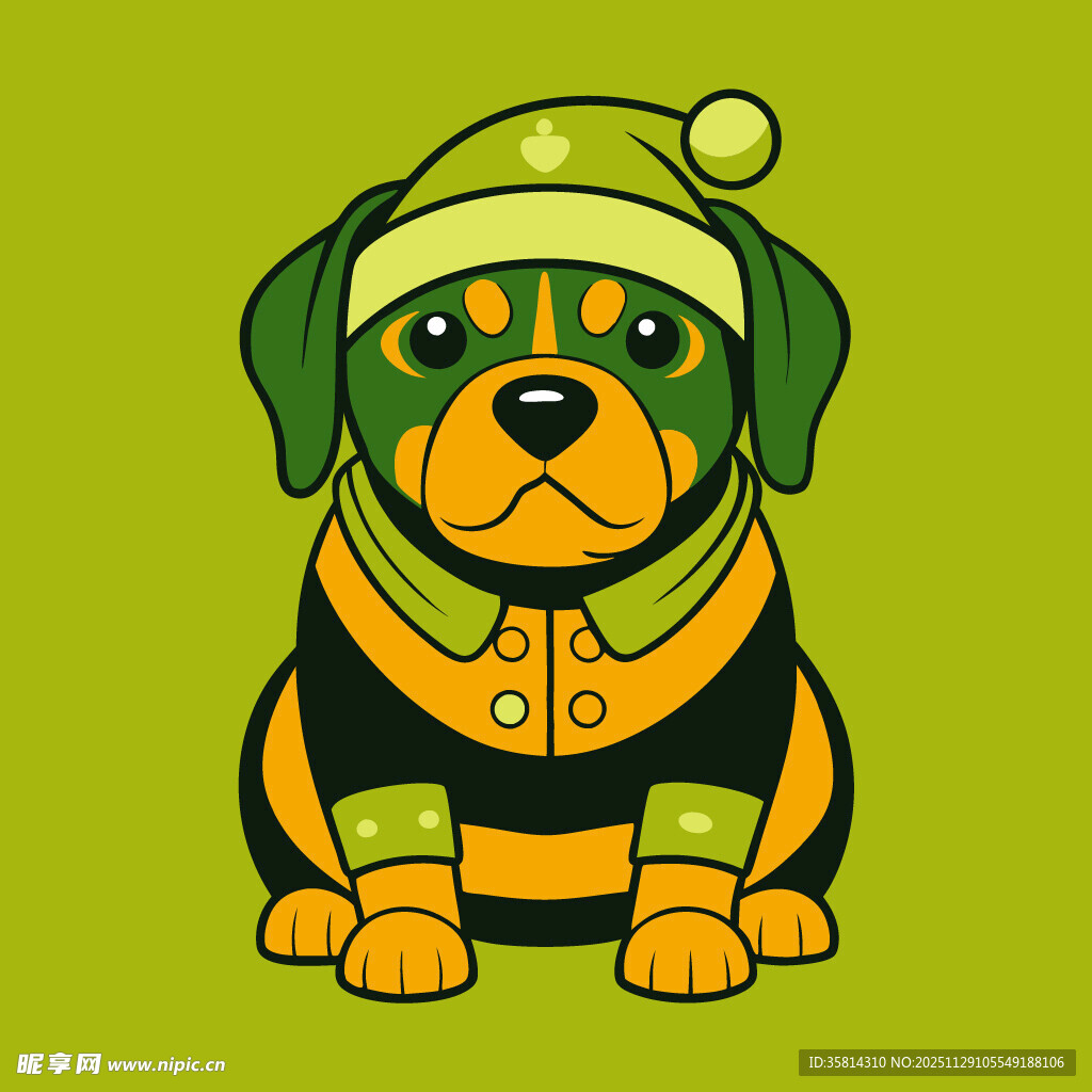 穿着服饰的可爱小狗