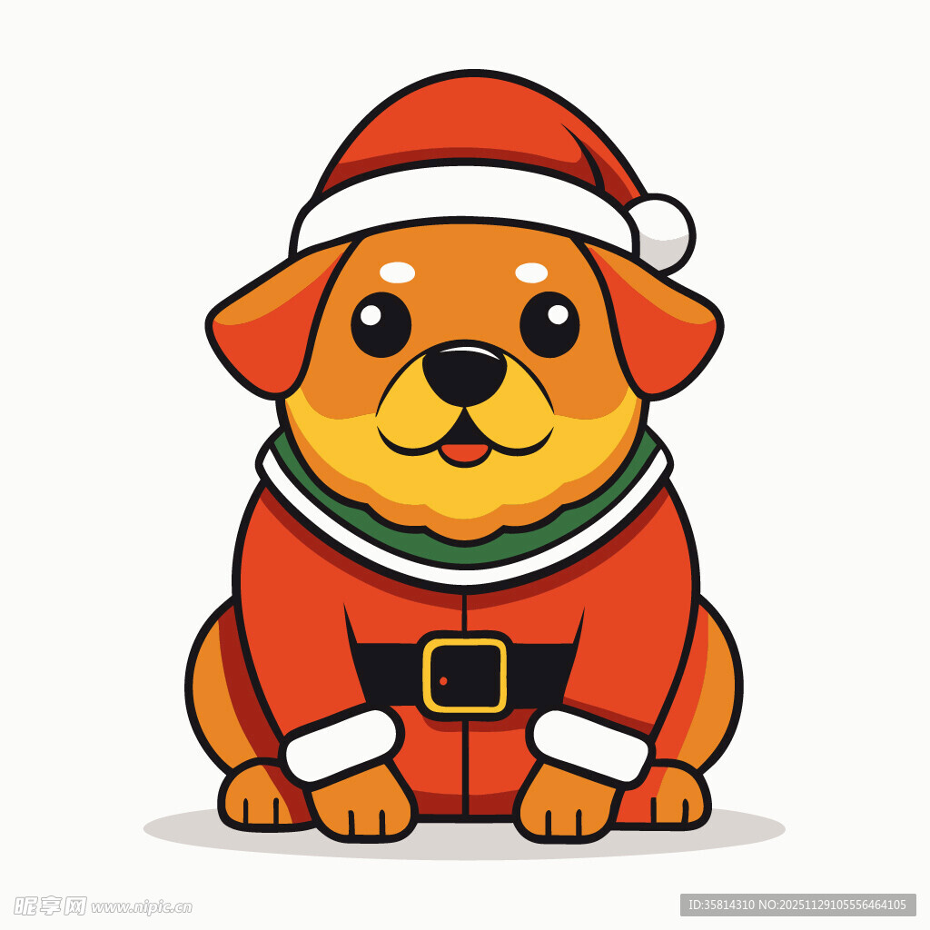 穿圣诞装的可爱小狗
