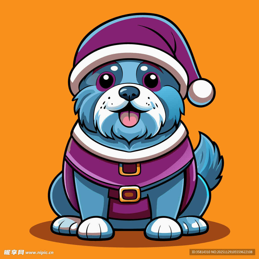 穿圣诞装的可爱小狗