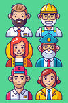 多样职业人物头像集合
