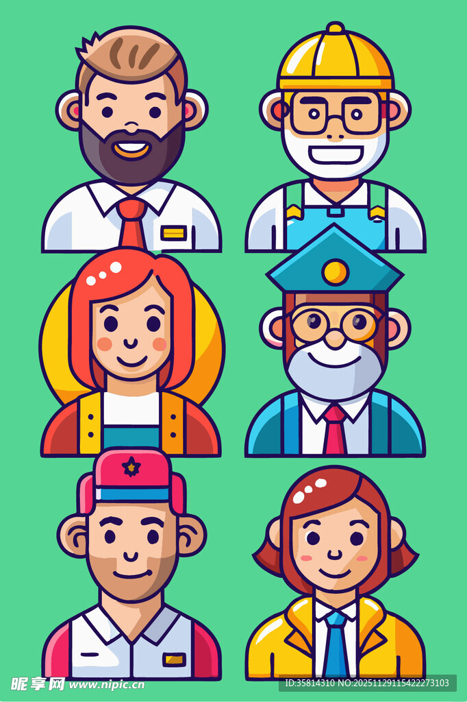 多样职业人物头像集合