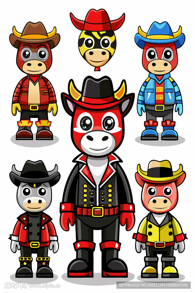 卡通牛仔角色形象集合