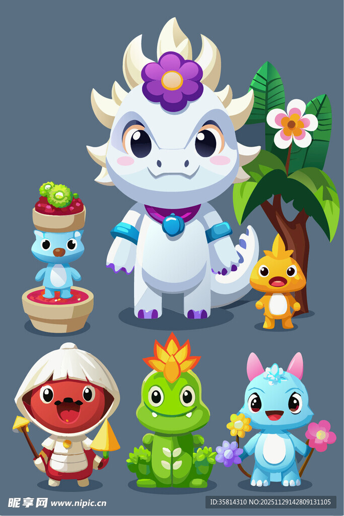 可爱奇幻小动物角色集合