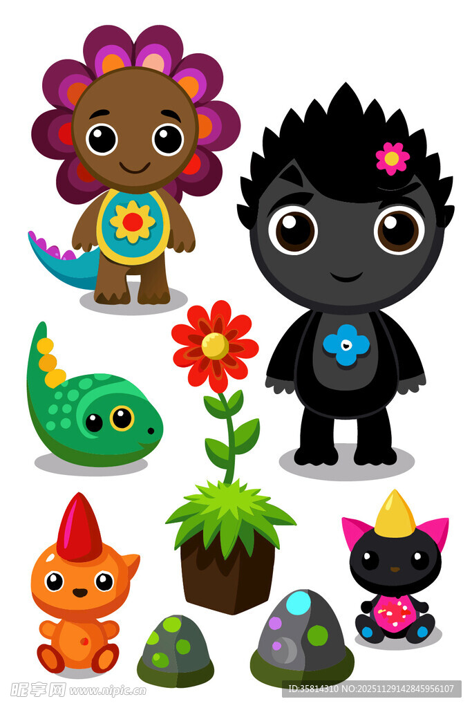 可爱卡通外星生物集合