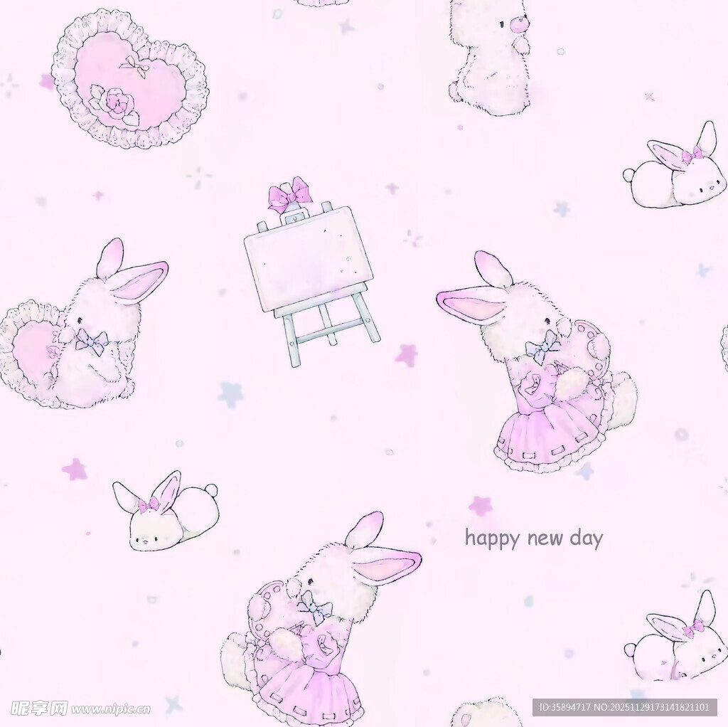可爱兔子图案的梦幻背景