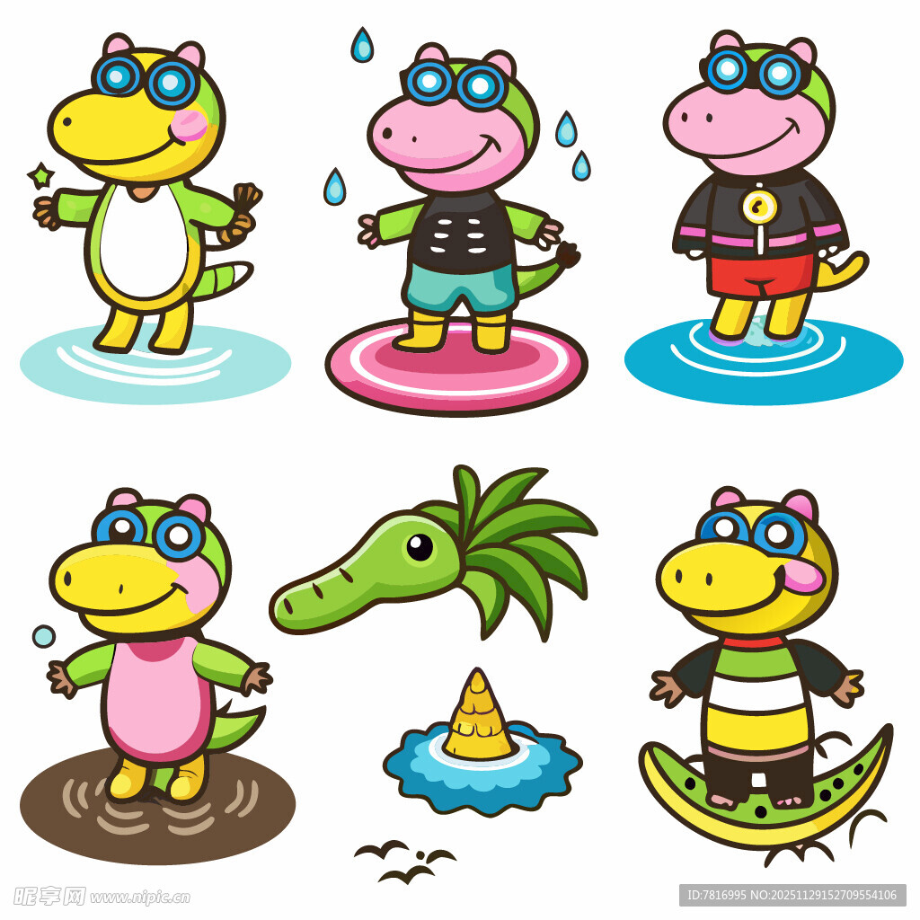 卡通青蛙的多样水上造型