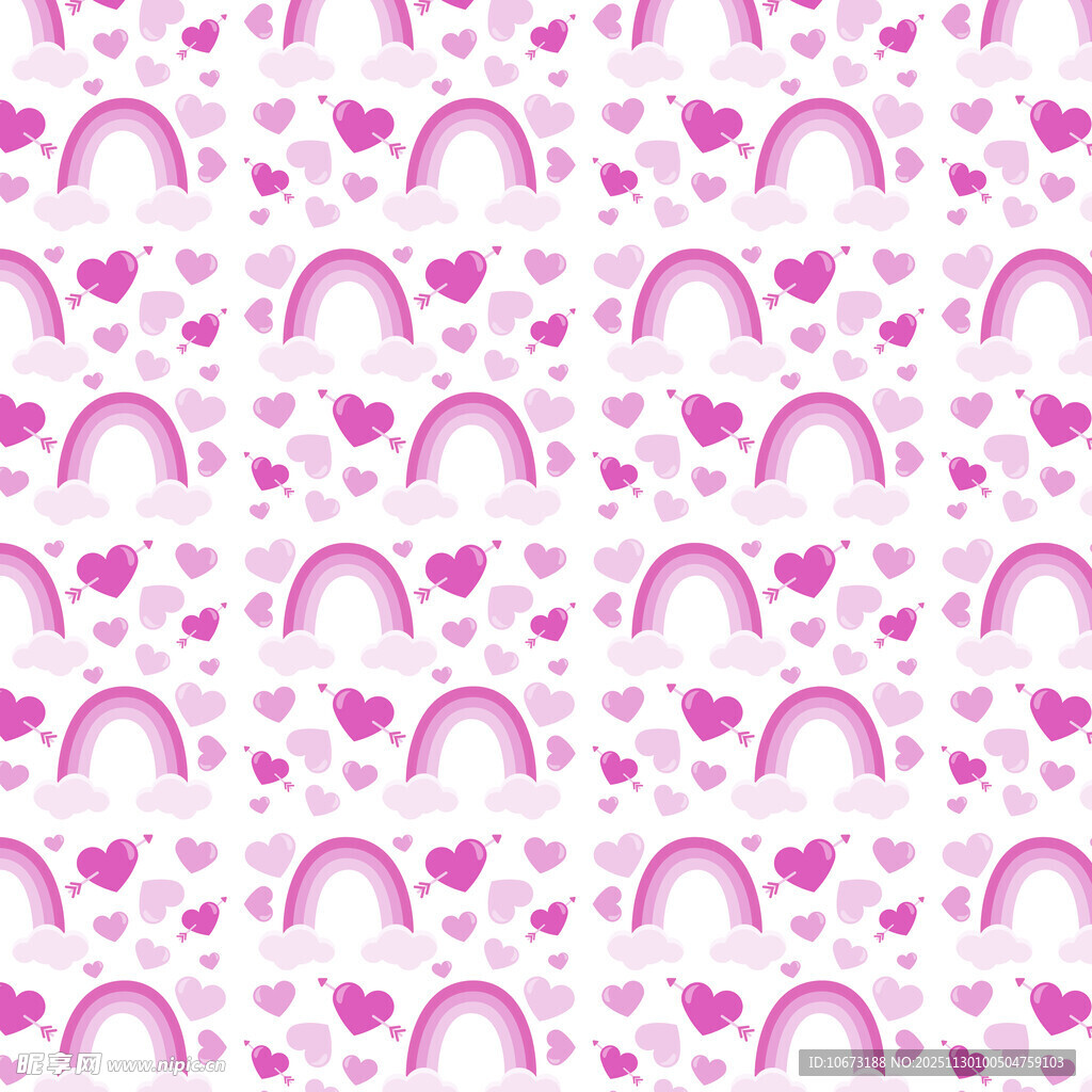 粉色彩虹爱心图案背景