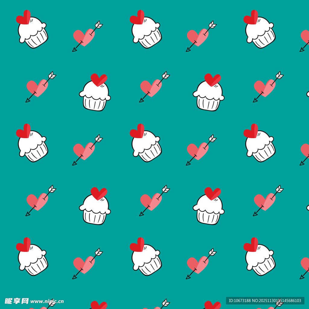 圣诞爱心图案无缝背景