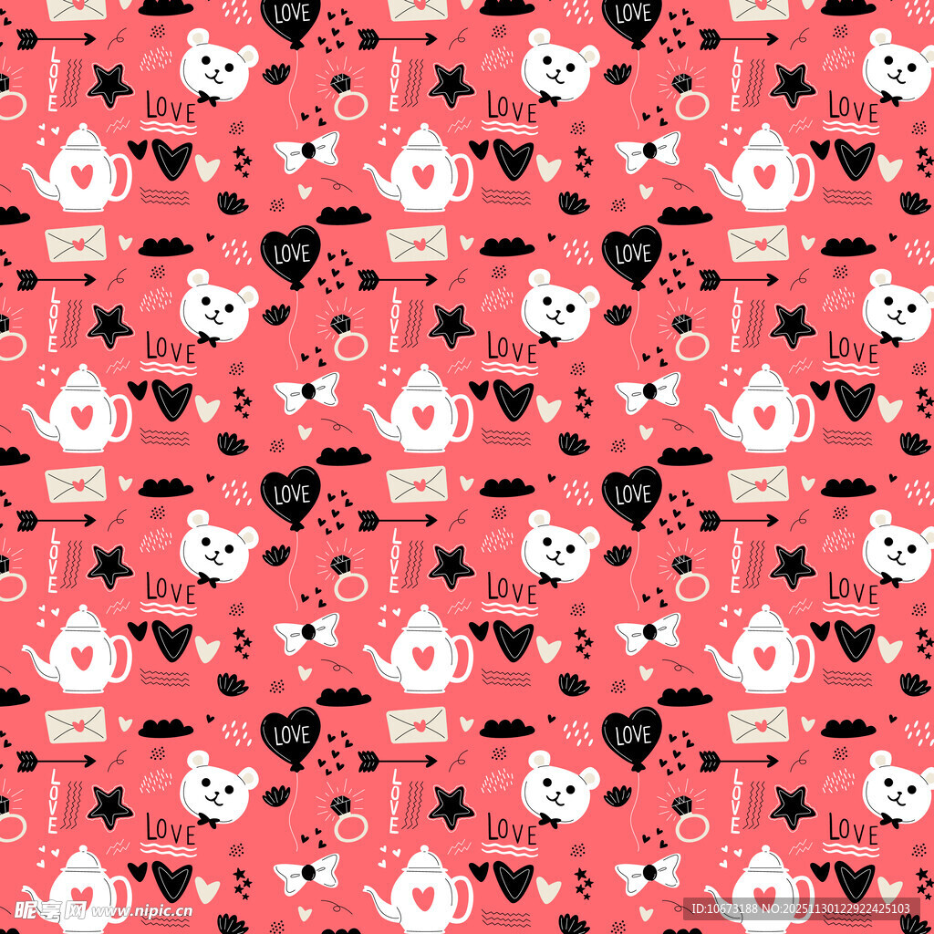 粉色卡通图案无缝背景图