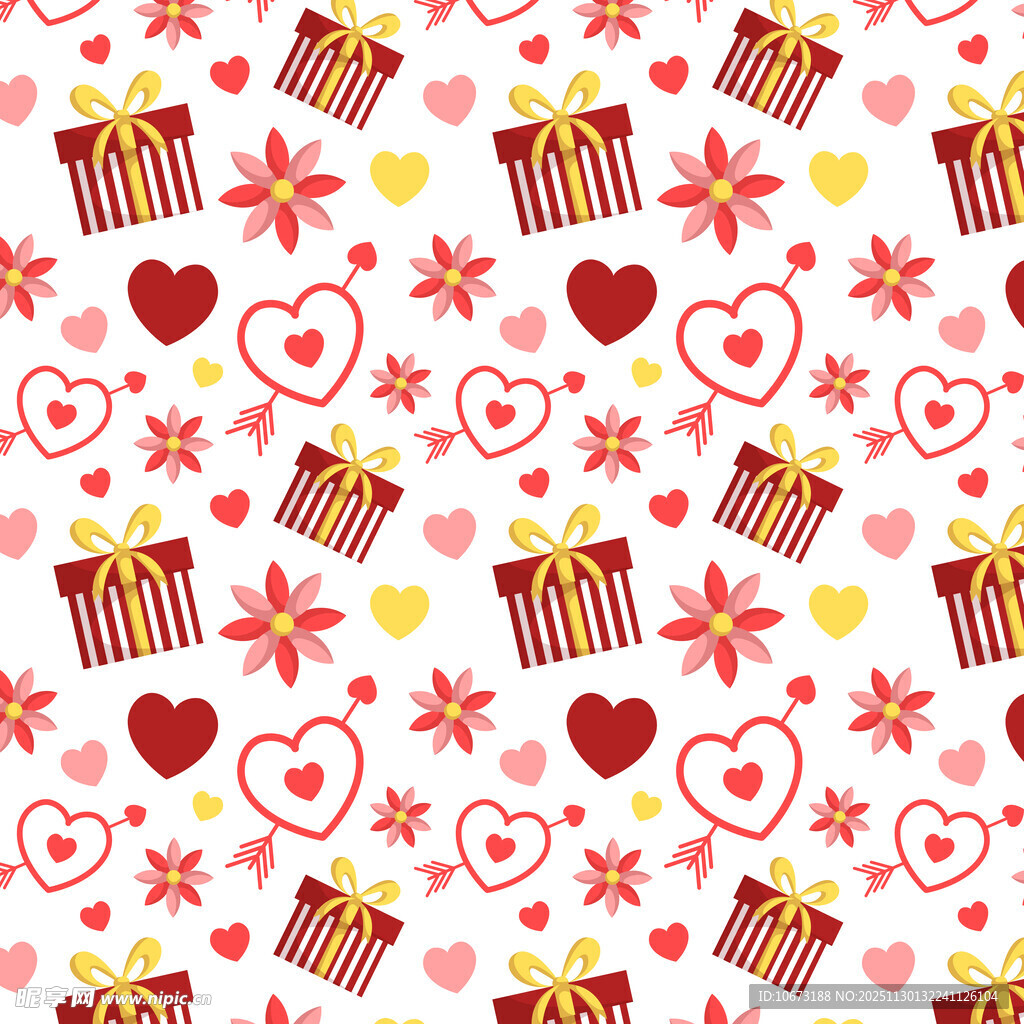爱心礼物花卉图案背景