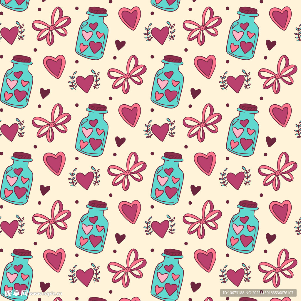 粉色爱心罐子图案背景