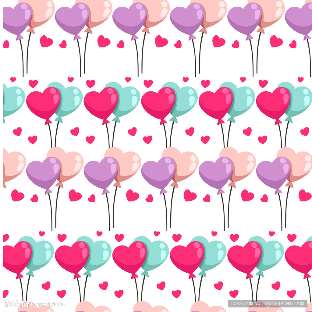 多彩爱心气球图案背景