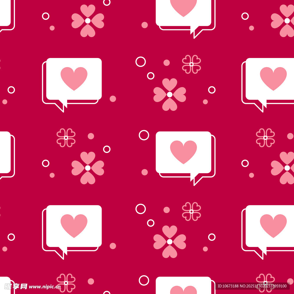 爱心对话气泡红色花纹图案