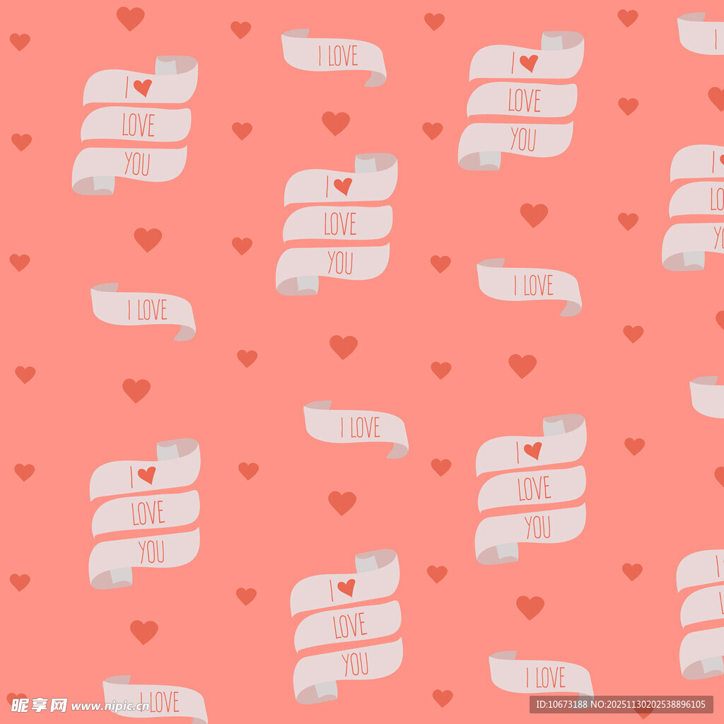 粉色爱心丝带图案背景