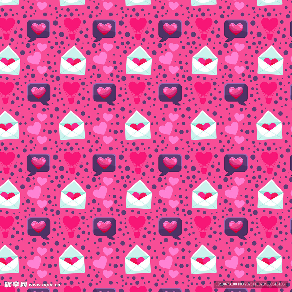 粉色爱心信封图案背景