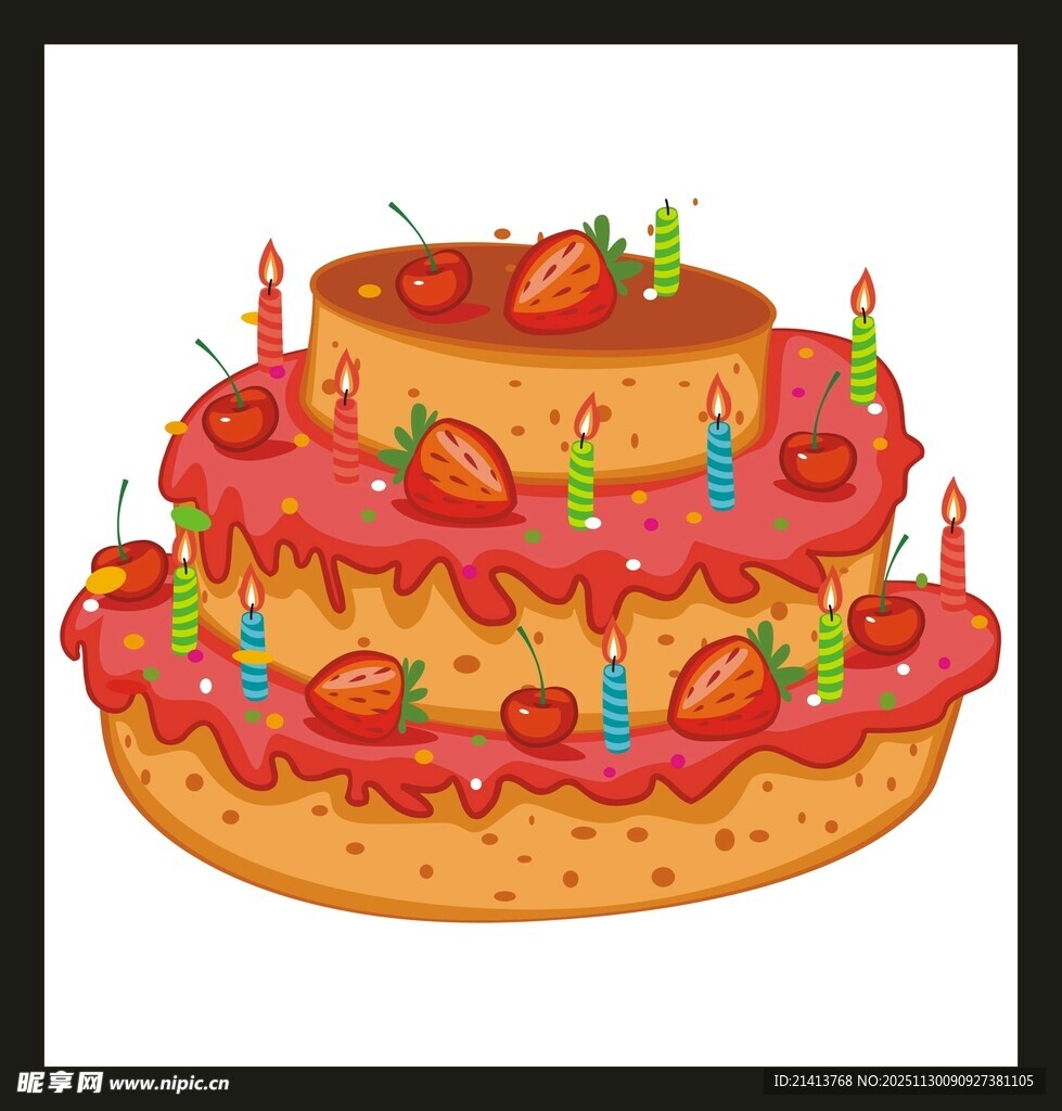 三层草莓生日蛋糕