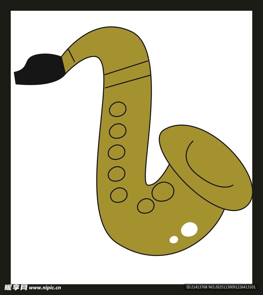 卡通风格的黄色萨克斯管