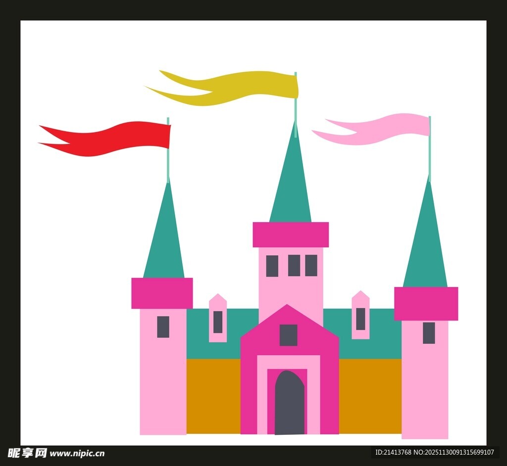 彩色童话城堡插画