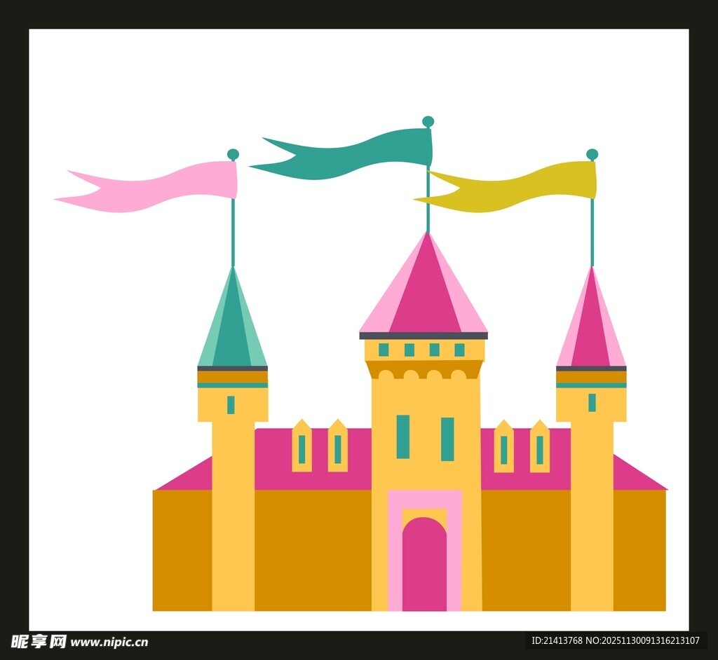彩色童话城堡插画