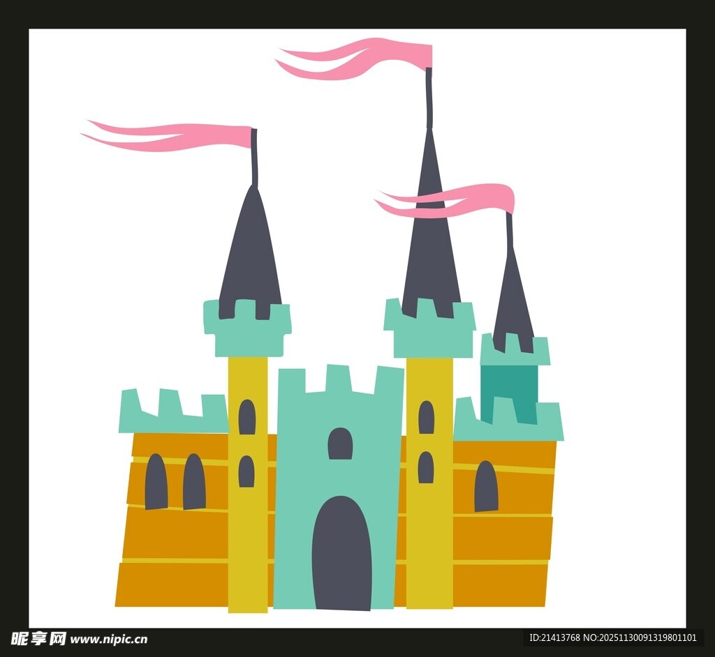 彩色卡通风格的梦幻城堡