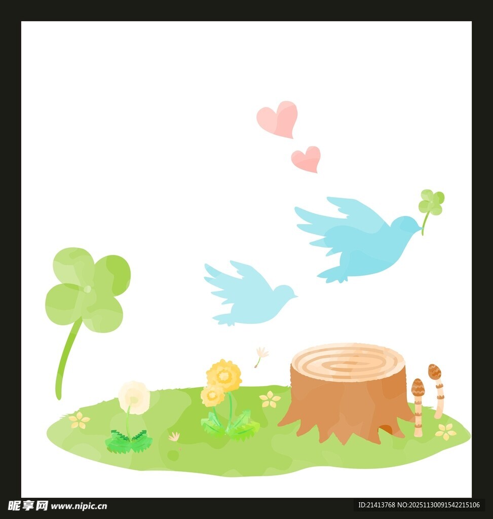 春日萌趣动物花草场景