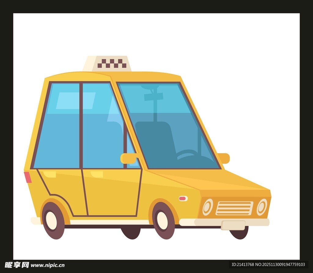 黄色卡通出租车形象