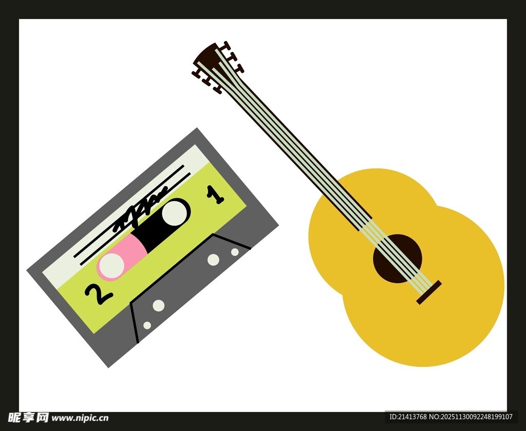 吉他与磁带的音乐组合