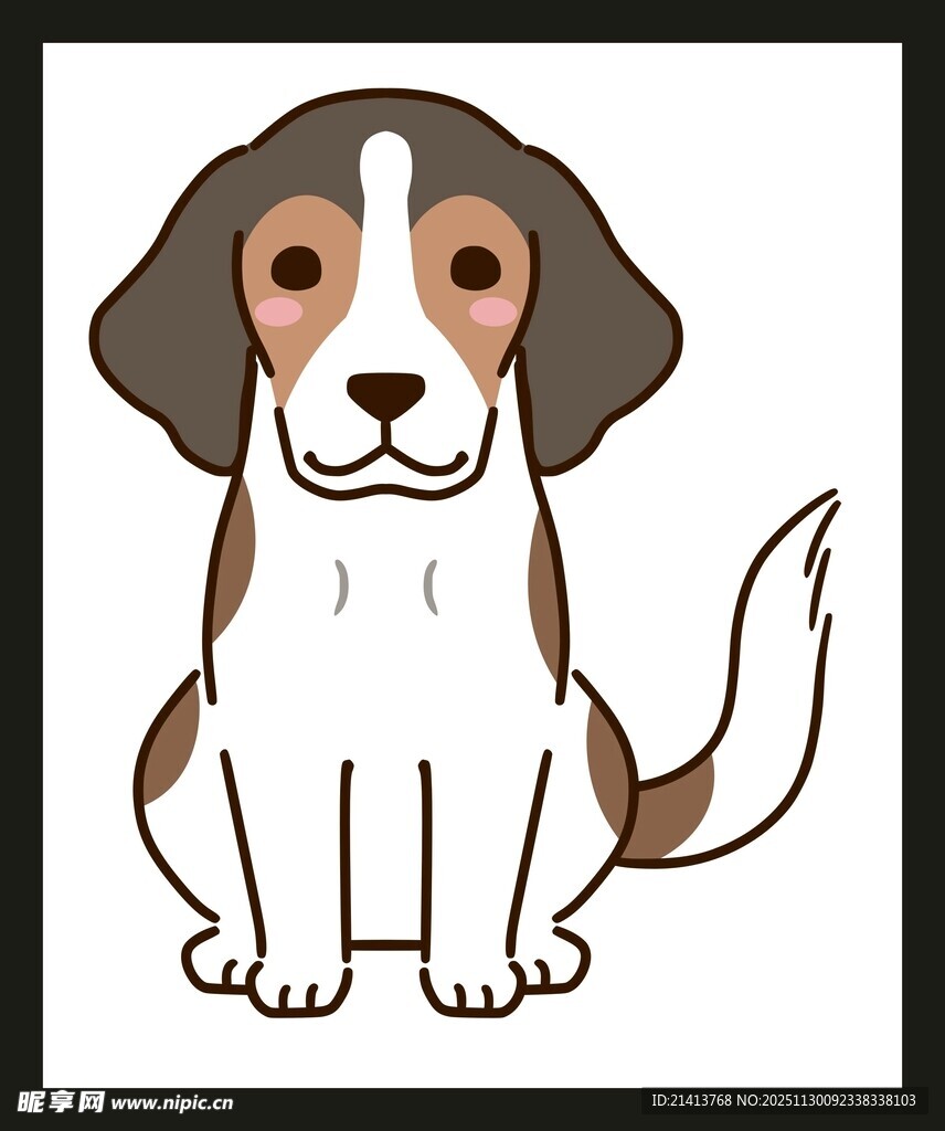 可爱坐姿小猎犬插画