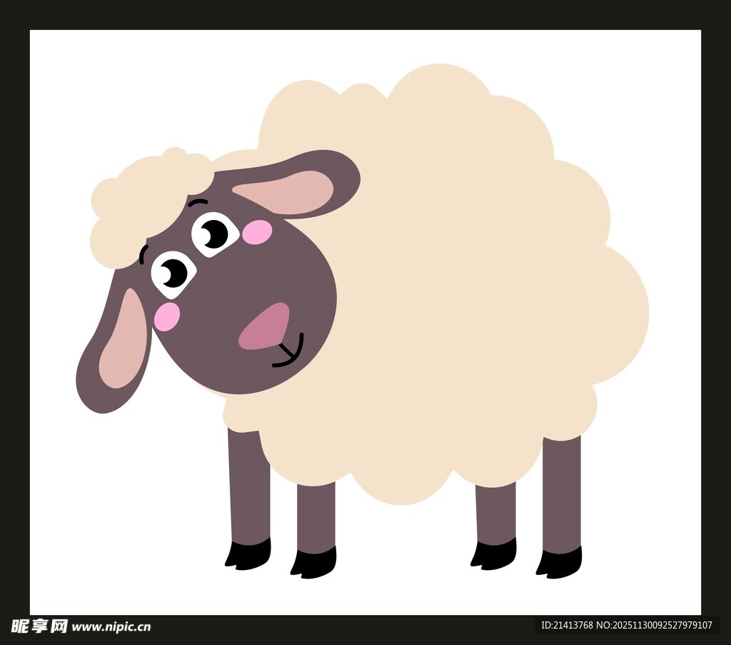 可爱卡通绵羊插画