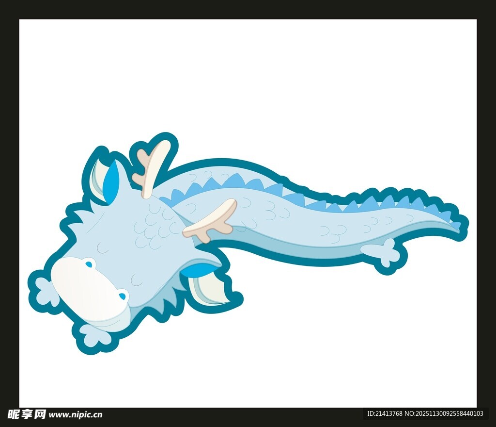 可爱卡通蓝色小龙形象