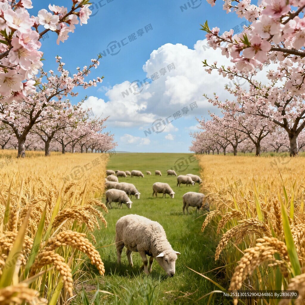 两边上面是成片的小桃花树