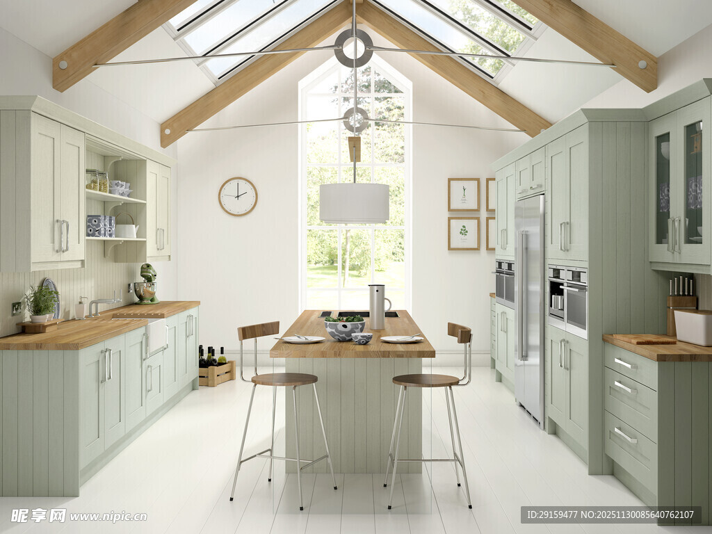 清新北欧风开放式厨房空间