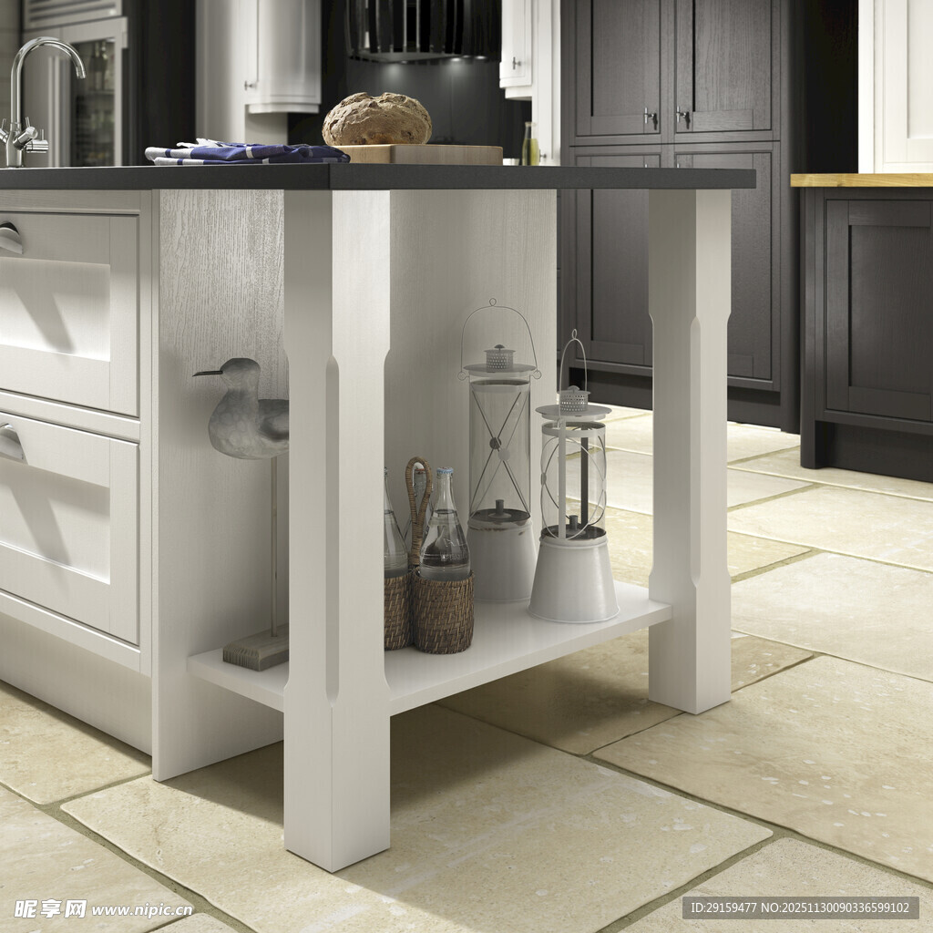 简约白色厨房岛台设计