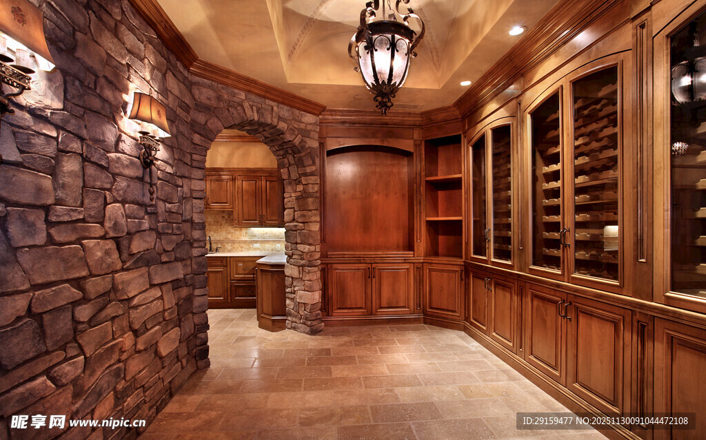 木质石墙风格的豪华酒窖