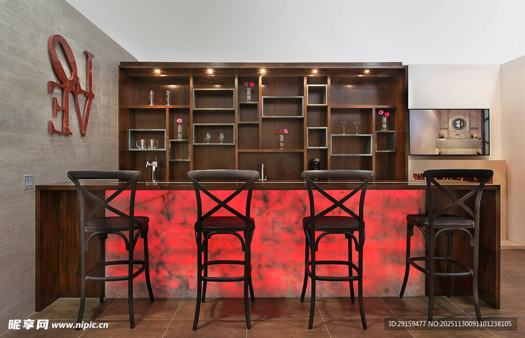 现代风格酒吧吧台场景